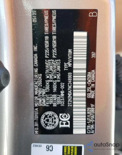 2022 Lexus Rx 350 z USA, uszkodzony, nr VIN 2T2HZMDA7NC348969